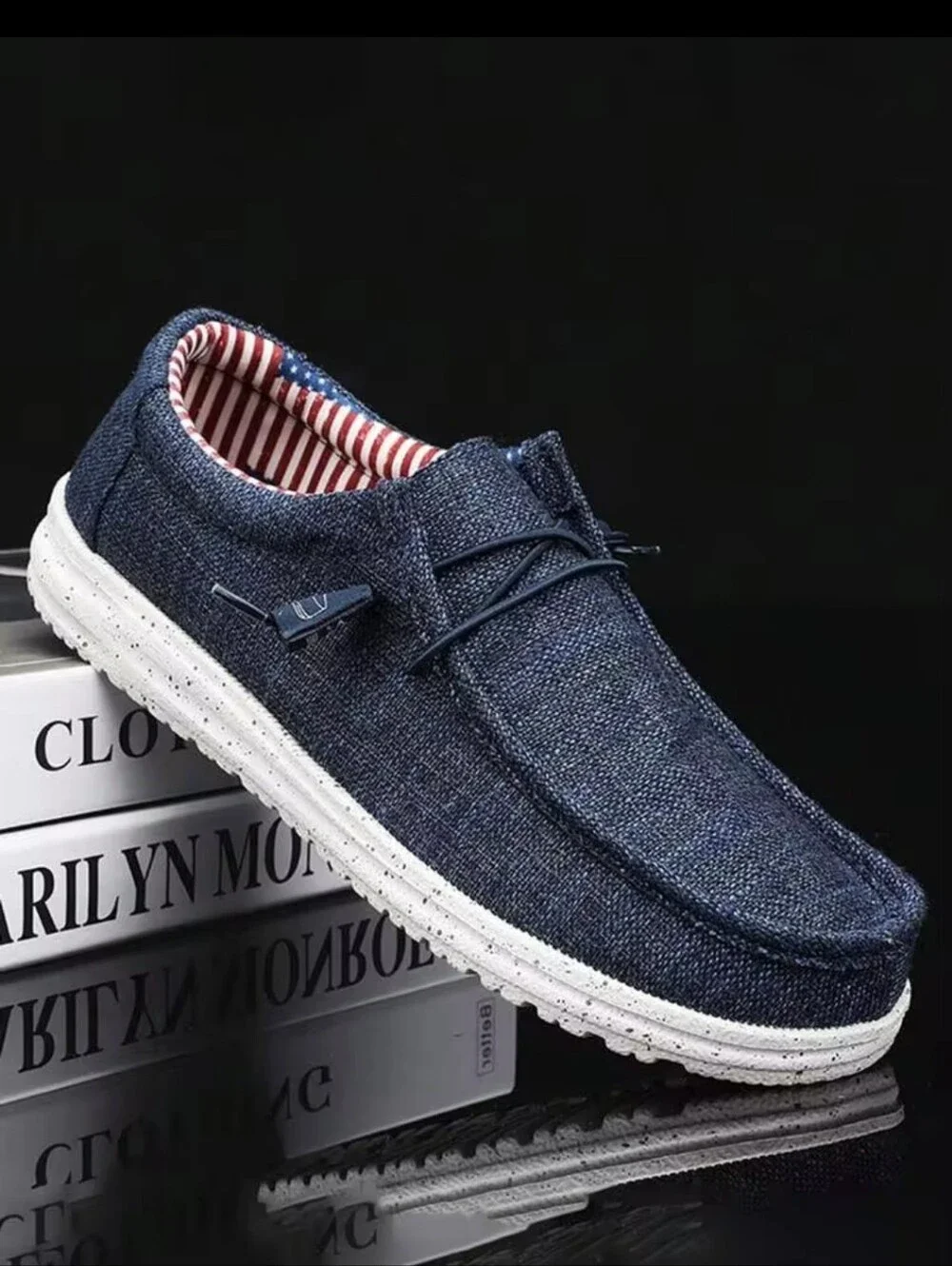 Men's Blue Casual Linen Breathable SlipOn Shoes Comforable Lightweight Versatile